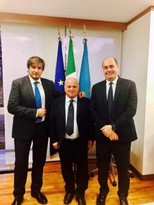 L'assessore Refrigeri, il Sindaco Caliciotti e il Presidente Zingaretti