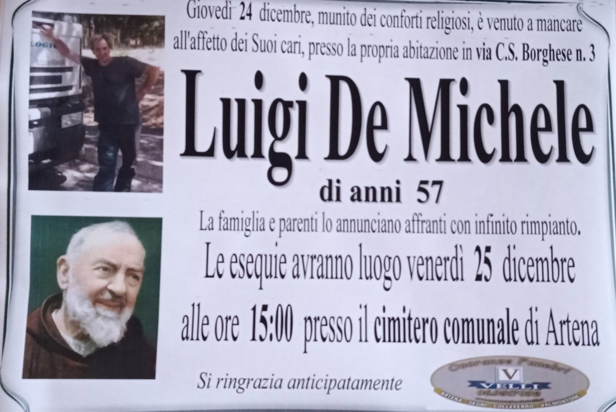 Luigi De Michele viene a mancare a 57 anni